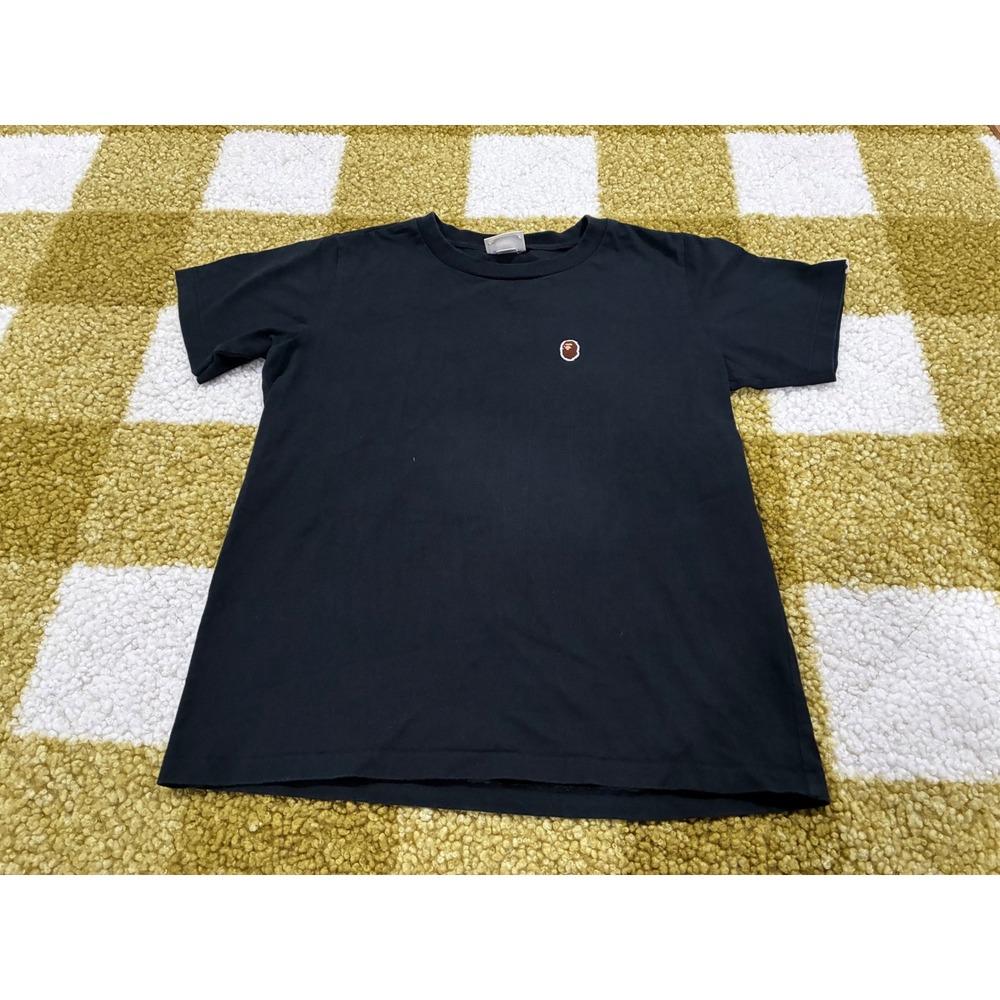 A Bathing Ape BAPE Ladies Small Black Embroidered Ape Head Logo T-Shirt